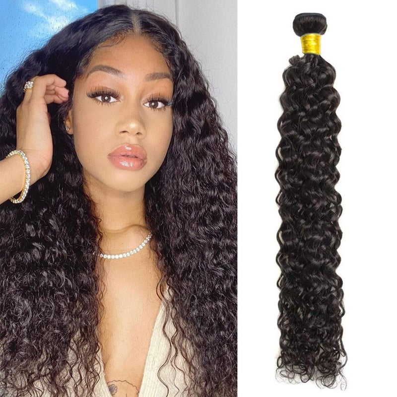 Water Wave Bundles Brazilian Virgin Human Hair Extensions  26Inch Natural Black 100g